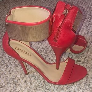 bebe Red metal cuff strap sandal